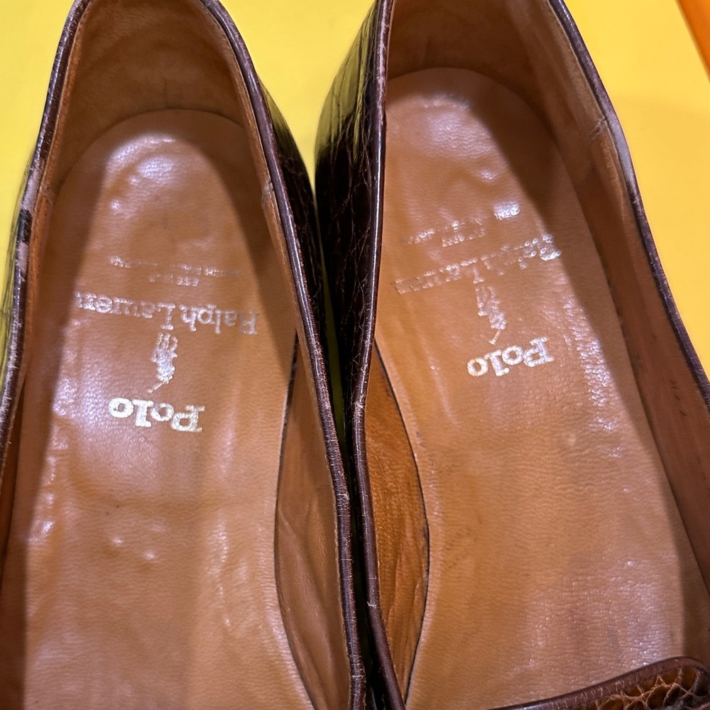 Polo Ralph Lauren Dark Brown Crocodile Pattern Loafers - Picture 3 of 16